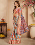 Vasthrlay Womens Printed Unstitched Beige Saree