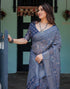 Vasthrlay Womens Printed Unstitched Light Green Saree