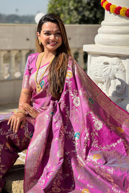 Vasthrlay Kanjivaram Blouse Purple Ethnic Wear