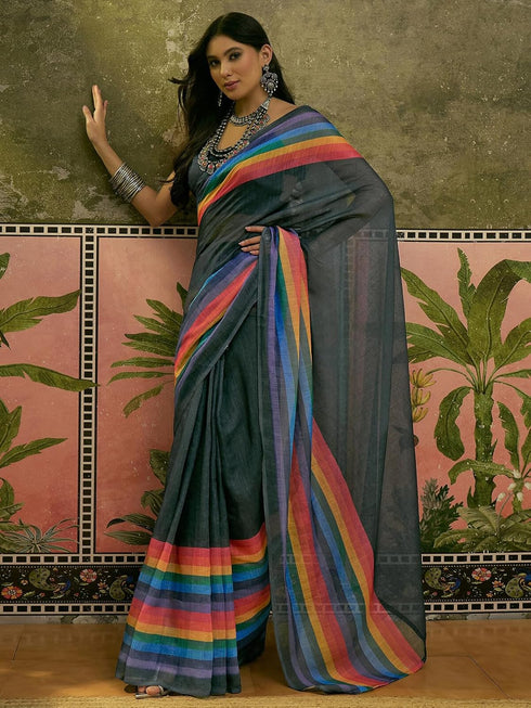 Vasthrlay Womens Printed Unstitched Dusty Pink Saree