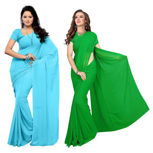Vasthrlay Georgette Unstitched Green Free Ethnic Wear