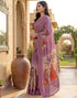 Vasthrlay Womens Printed Dusty Mauve | Beige Saree With Unstitched Blouse Piece