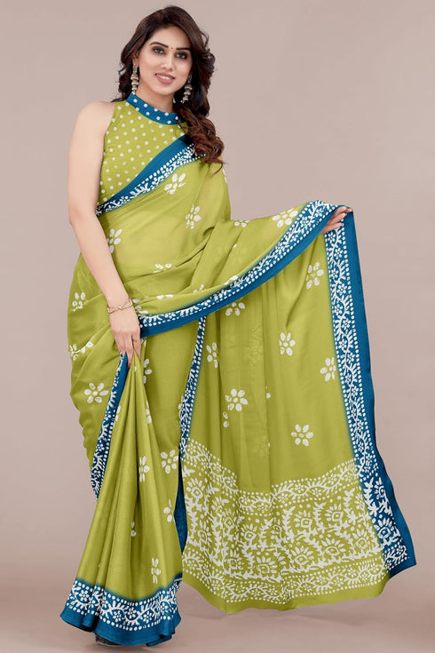 Vasthrlay Fashion Chiffon Printed Parrot Ethnic Wear