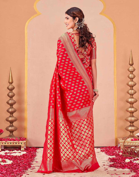 Vasthrlay Kanjivaram Jacquard Unstitched Rama Green Saree