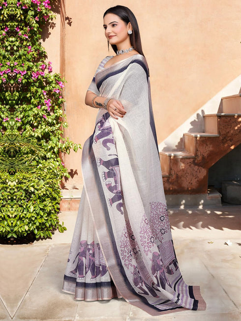 Vasthrlay Elephant Printed Unstitched Sai Ethnic Wear