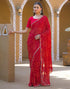Vasthrlay Georgette Bandhani Unstitched Maroon Saree