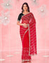 Vasthrlay Embroidery Scalloped Unstitched Red Saree