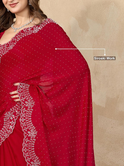 Vasthrlay Georgette Siroski Unstitched Black Ethnic Wear