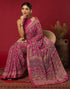 Vasthrlay Georgette Bandhani Unstitched Wine Saree