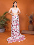 Vasthrlay White Womens Linen Ready To Wear Saree