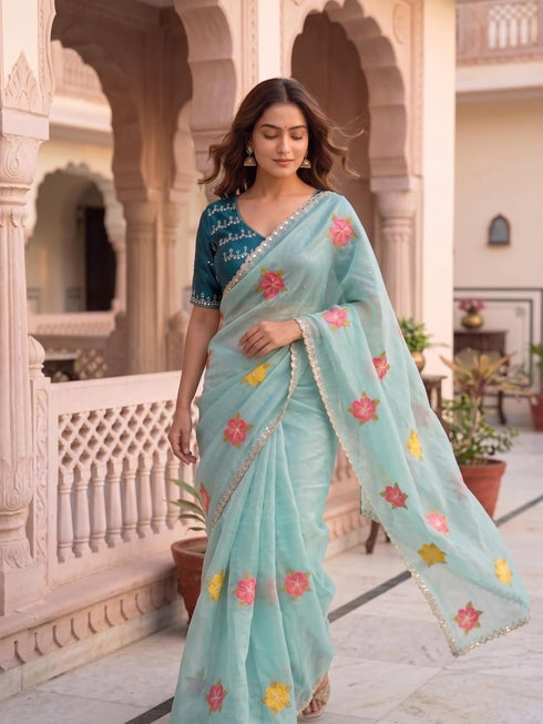 Vasthrlay Handcrafted Embroidered Contrast