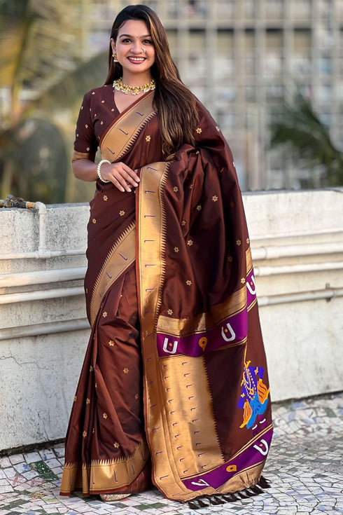 Vasthrlay Kanjivaram Paithani Unstitched Mahendi Ethnic Wear