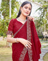 Vasthrlay Georgette Scalloped Unstitched Red Saree