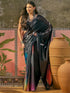 Vasthrlay Shimmer Georgette Unstitched Black Saree