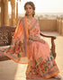 Vasthrlay Womens Printed Dark Peach | Multi Saree With Unstitched Blouse Piece