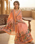 Vasthrlay Womens Printed Unstitched Peach Saree