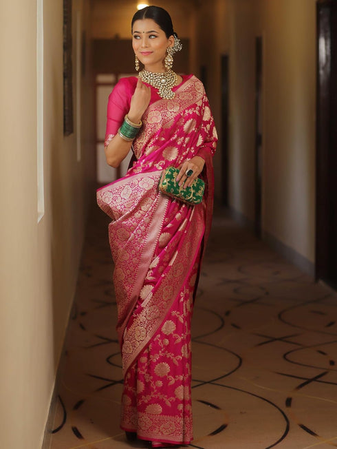Vsathrlay Saree Kanjivaram Silk Pari Red