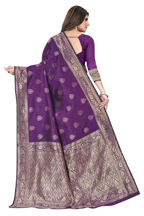 Vasthrlay Women's Purple Kanchipuram Saree
