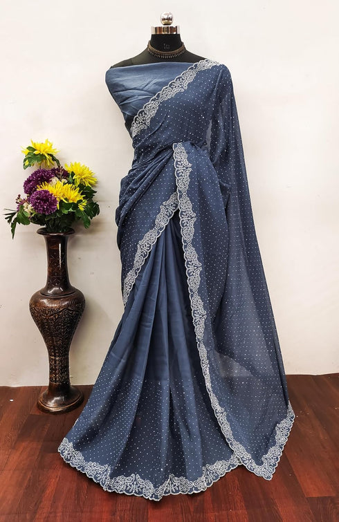 Vasthrlay Georgette Lefpecock Embellishments Occasions