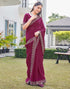 Vasthrlay Georgette Scalloped Unstitched Red Saree