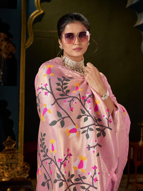Vasthrlay Women's Lucknowi Chikankari Cotton Saree