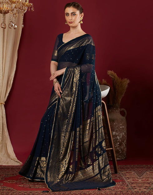 Vasthrlay Georgette Printed Unstitched Maroon Saree