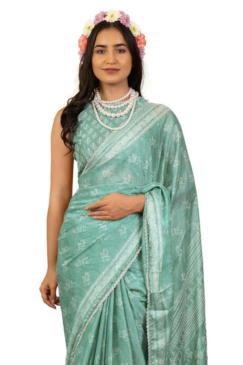 Vasthrlay Fashion Georgette Leheriya Turquoise Ethnic Wear