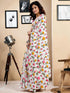 Vasthrlay Womens Printed Unstitched White Saree