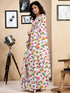 Vasthrlay Womens Printed White Saree With Pink Unstitched Blouse Piece