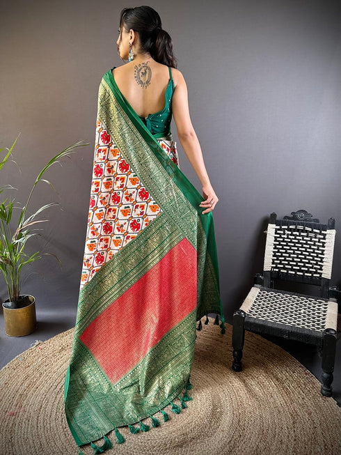 Vasthrlay Chanderi Printed Unstitched Ethnic Wear