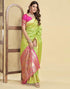 Vasthrlay Womens Jacquard Unstitched Lime Green Saree