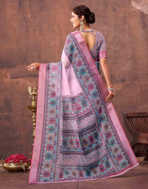 Vasthrlay Special Printed Unstitched Beige Saree