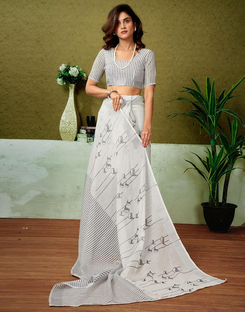 Vasthrlay Womens Cotton Printed Yellow Saree