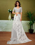 Vasthrlay Womens Cotton Printed Off White Saree With Unstitched Blouse Piece
