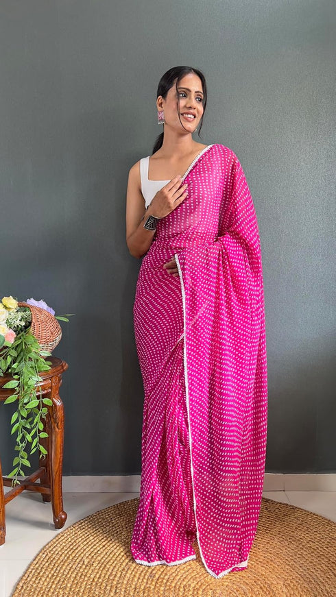 VasthrlayGeorgette Unstitched Bandhani Rani Free Ethnic Wear