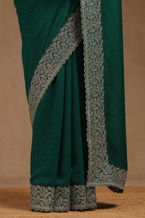 Vasthrlay Green Tussar Embellished