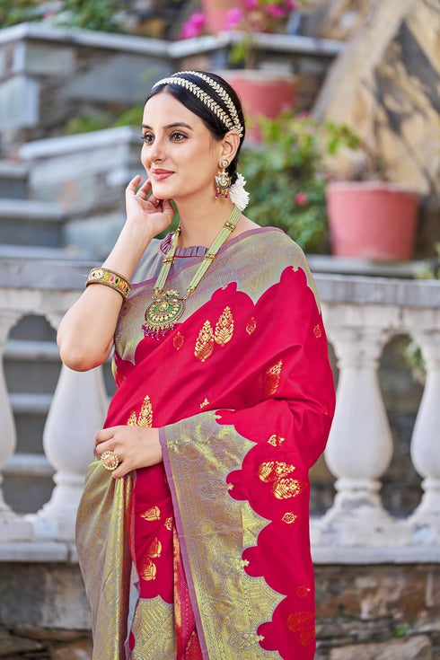 Vasthrlay Banarasi Rich Redfirozi Ethnic Wear
