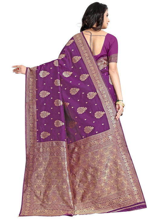 Vasthrlay Women's Purple Kanchipuram Saree