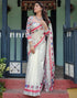 Vasthrlay Womens Printed White Saree With Multicolour Unstitched Blouse Piece