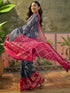 Vasthrlay Georgette Printed Unstitched Rani Pink Saree