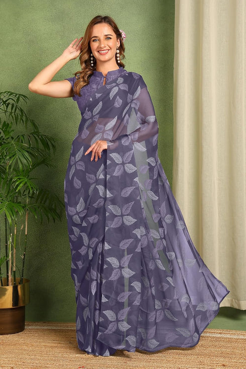 Vasthrlay Fashion Chiffon Printed Red Ethnic Wear
