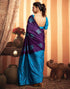 Vasthrlay Banarasi Jacquard Unstitched Teal Saree