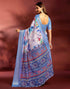 Vasthrlay Printed Jacquard Light Blue Saree With Unstitched Blouse Piece