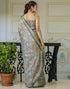 Vasthrlay Womens Striped Unstitched Dusty Pink Saree