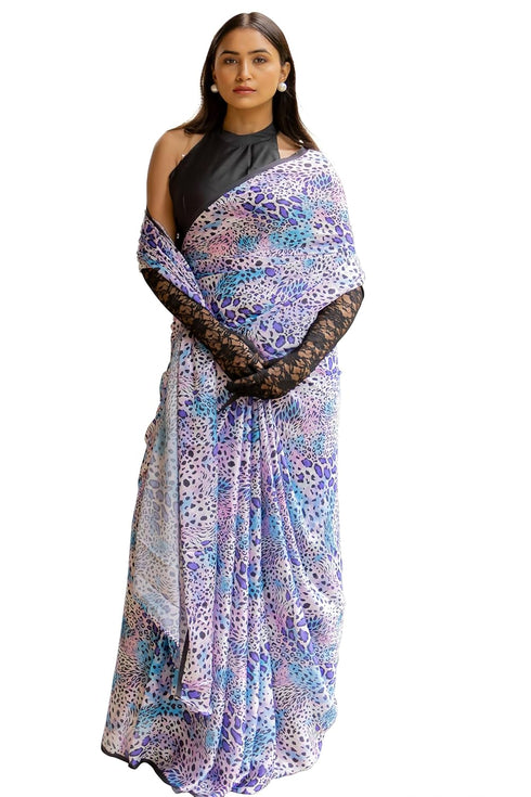 Vasthrlay Fashion Georgette Off Multicolor Ethnic Wear