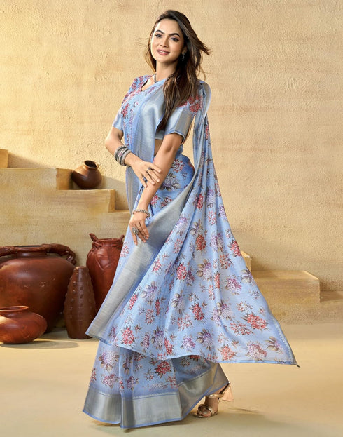 Vasthrlay Printed Weaving Unstitched Green Saree