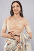 Vasthrlay Cream Peach Floral Print Chanderi Silk Blend Saree With Unstitched Blouse Piece