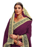 Vasthrlay Vichitra Embroidery Dark Purple Saree With Green Unstitched Blouse Piece