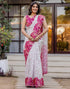 Vasthrlay Womens Printed Unstitched White Saree