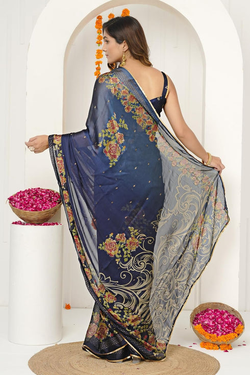 Vasthrlay Fashion Georgette Leheriya Dark Ethnic Wear